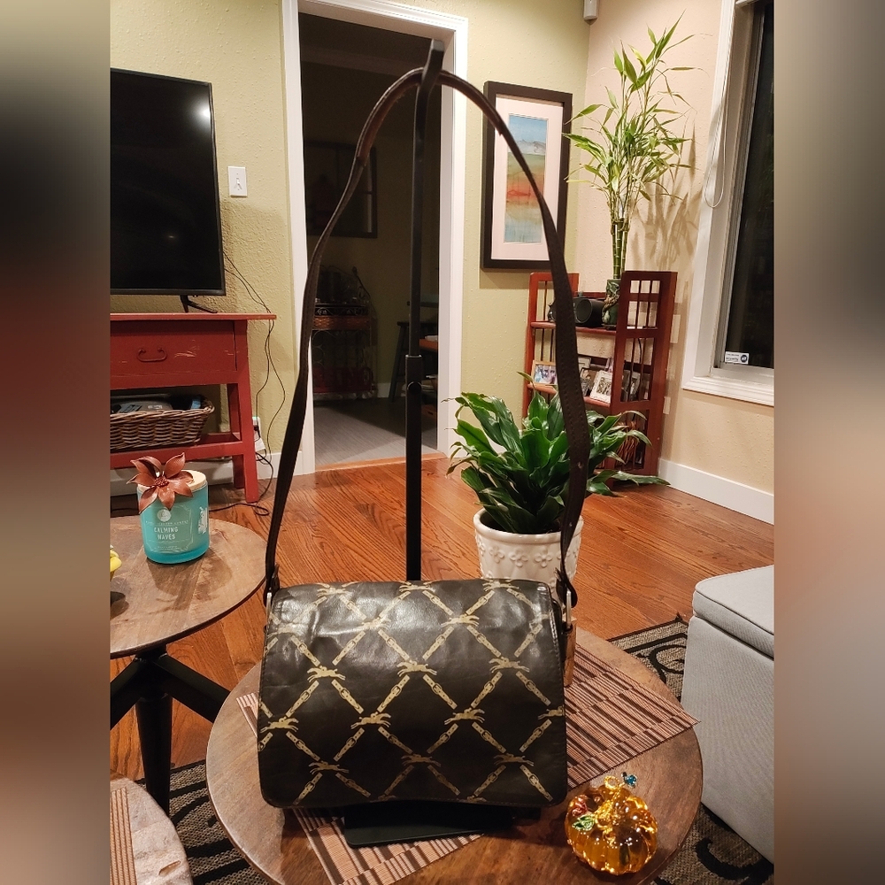 Longchamp Brown Leather Bag with Gold Accents